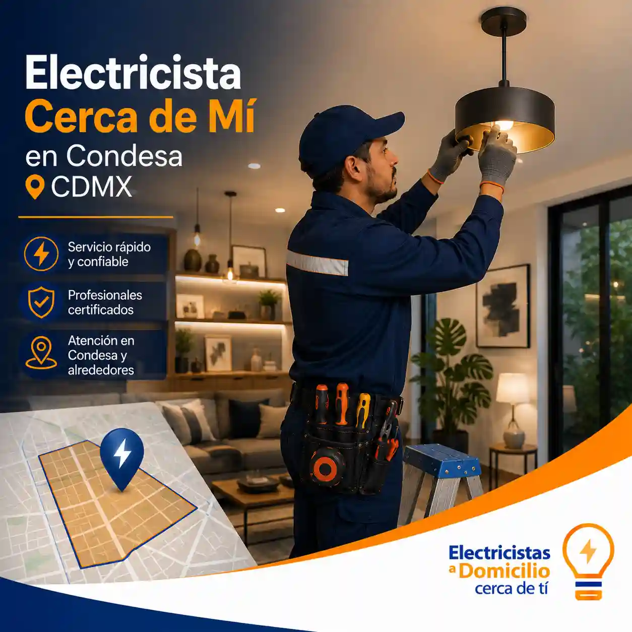 Electricista cerca de mí en Condesa realizando servicio eléctrico a domicilio