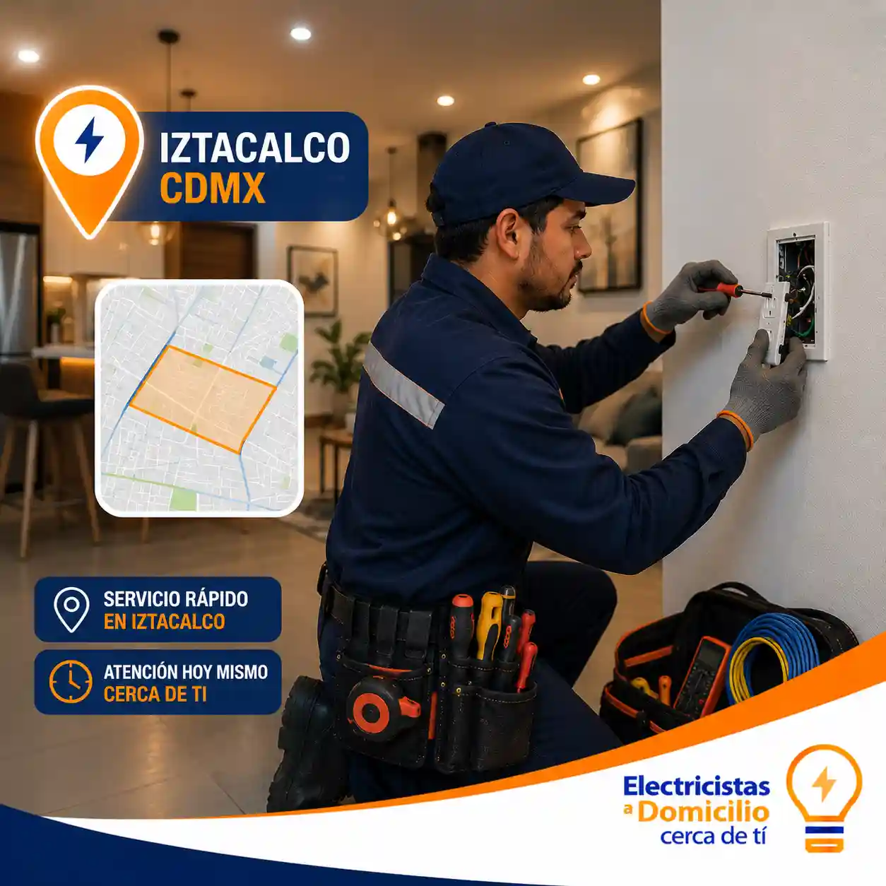Electricista cerca de mí en Iztacalco realizando servicio eléctrico a domicilio